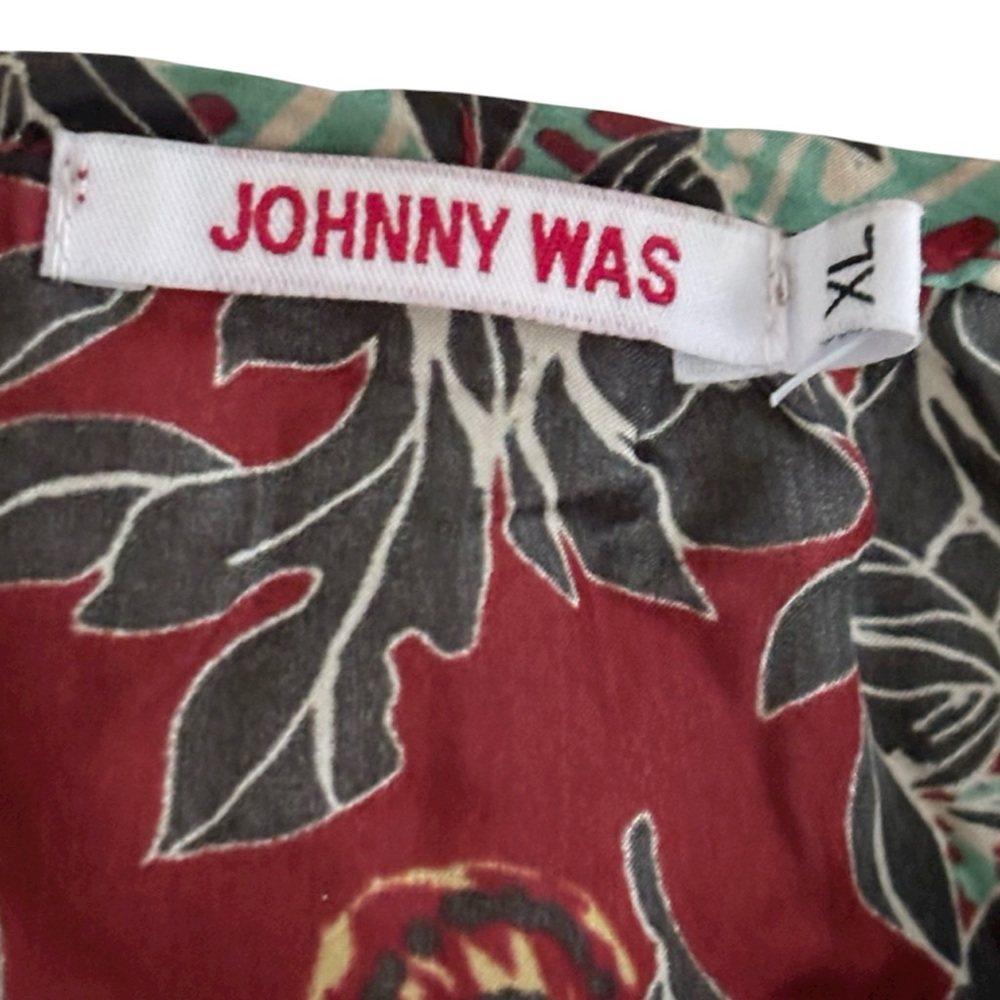 Johnny Was RARE Silk IKAT Aztec Peasant Blouse Size X-Large (16) - Picture 5 of 6